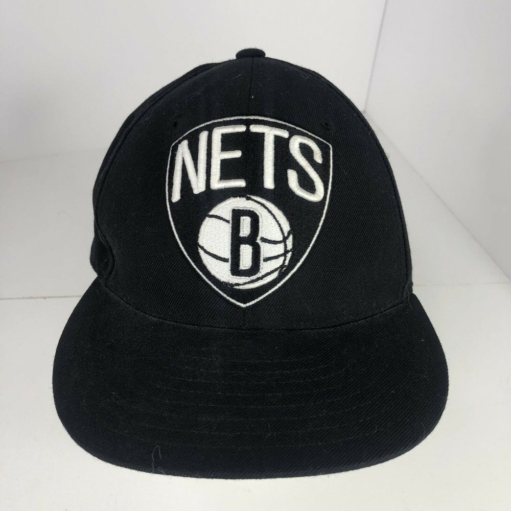 Brooklyn Nets Hat 7 1/2 Fitted Mitchell & Ness Black NBA